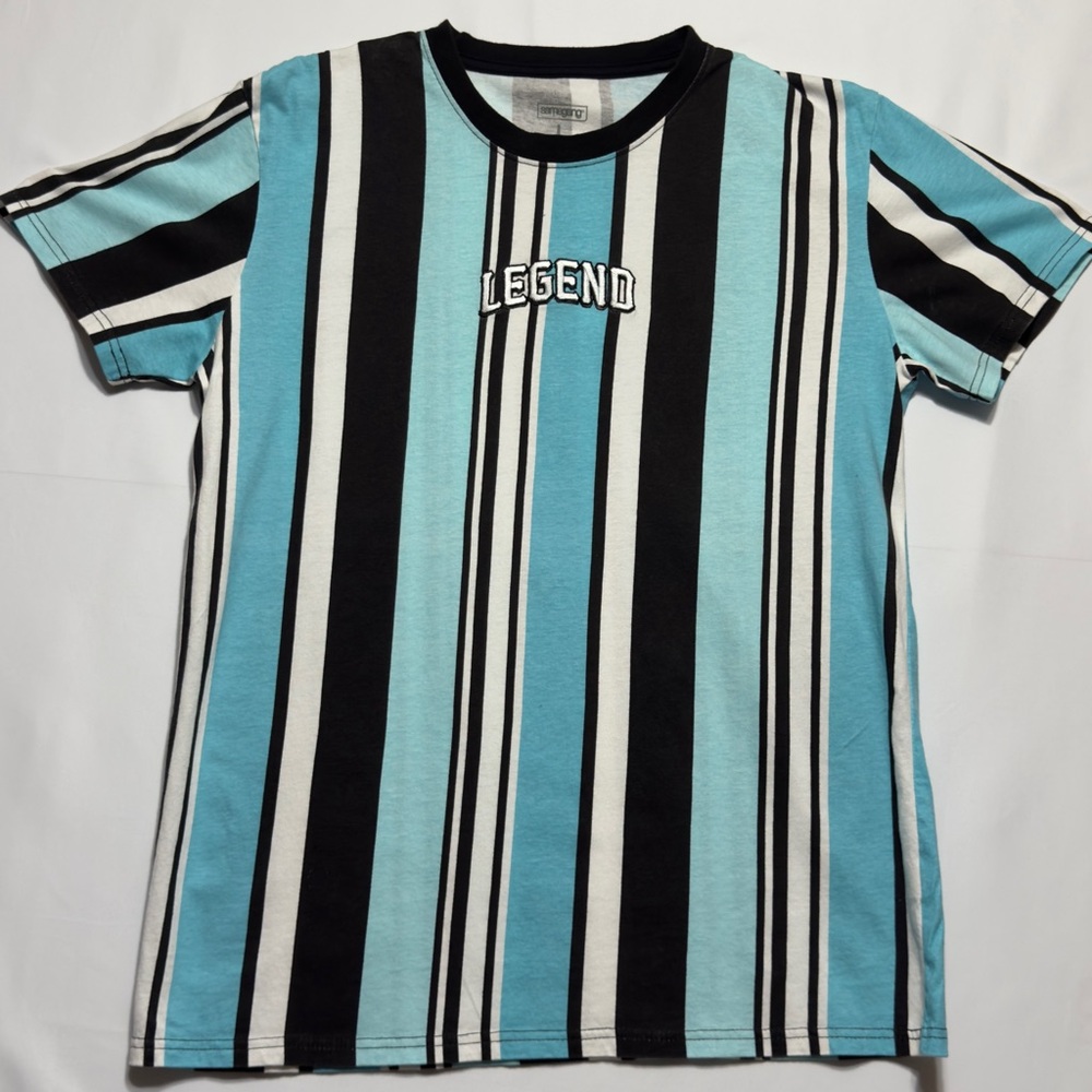 NEW Rue21 Striped Short Sleeve T-Shirt in Black and Blue ~ Excellent